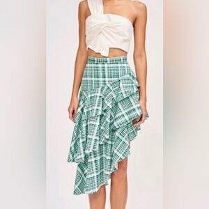 Amur Plaid pattern green and white skirt